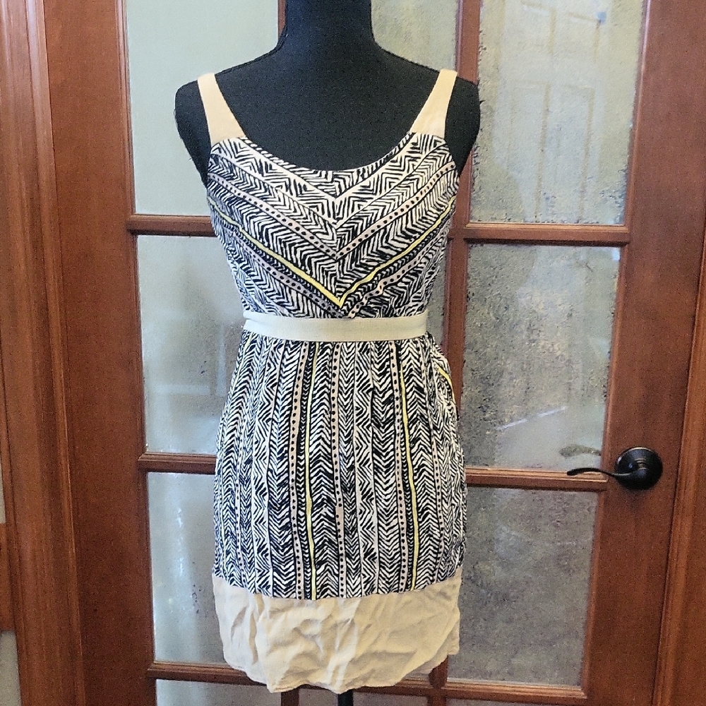 Stylish Black and Cream Patterned Dress